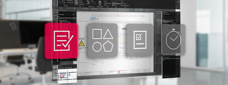 Monitor with graphical images in front of it